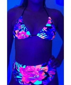 Tops Rave Tops for Women. UV Blacklight Reactive Underboob- Bandeau- Halter Top Lingerie for Women - Tropical Bliss Triangle ...