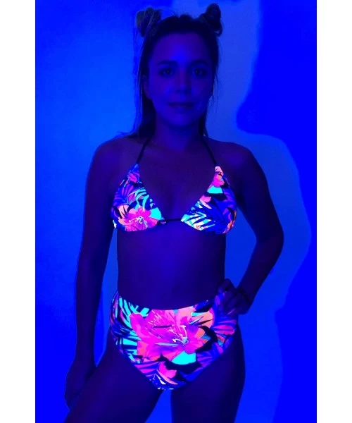 Tops Rave Tops for Women. UV Blacklight Reactive Underboob- Bandeau- Halter Top Lingerie for Women - Tropical Bliss Triangle ...