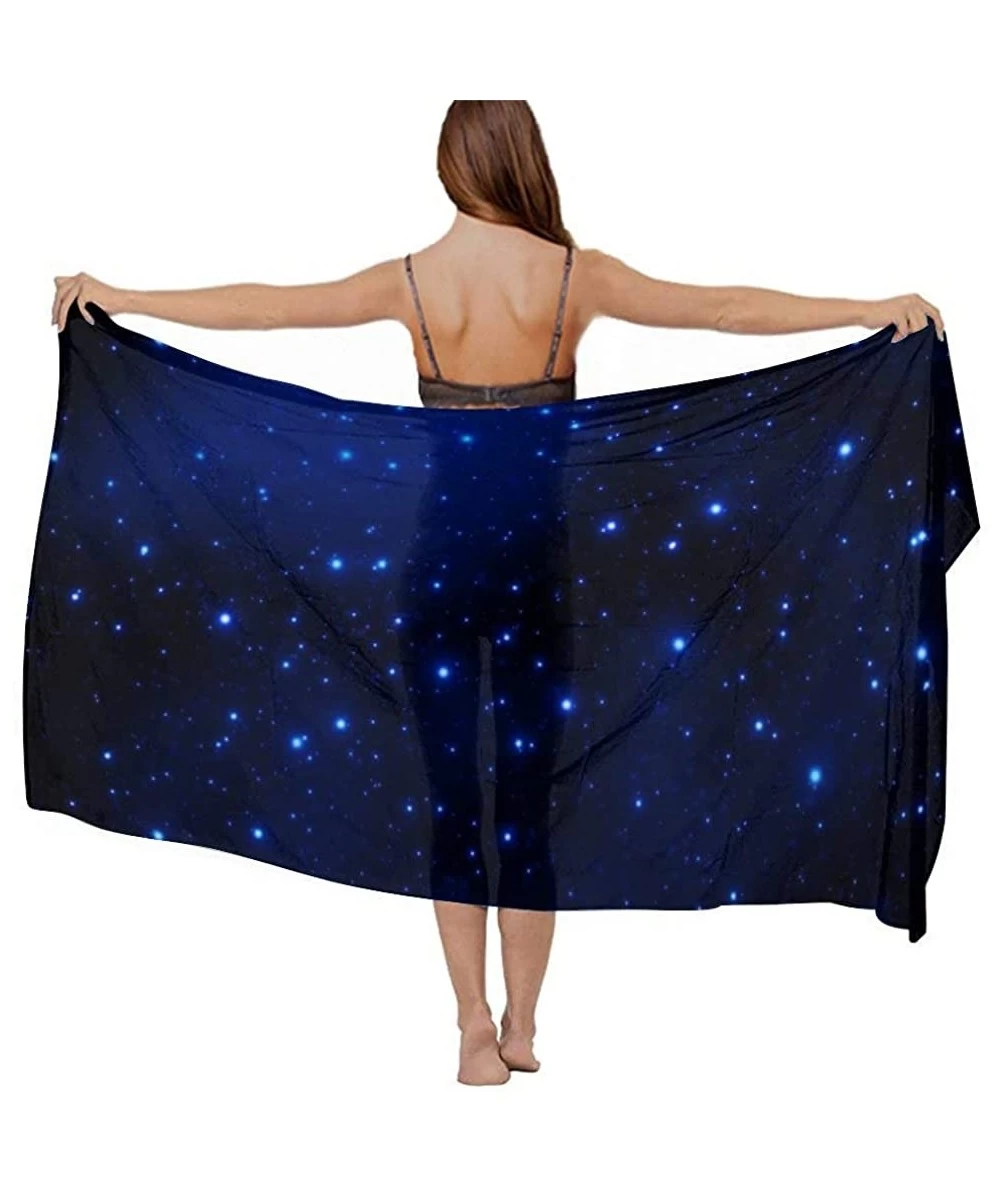 Cover-Ups Women Fashion Shawl Wrap Summer Vacation Beach Towels Swimsuit Cover Up - Starry Galaxy Space - C9190TSGMZK