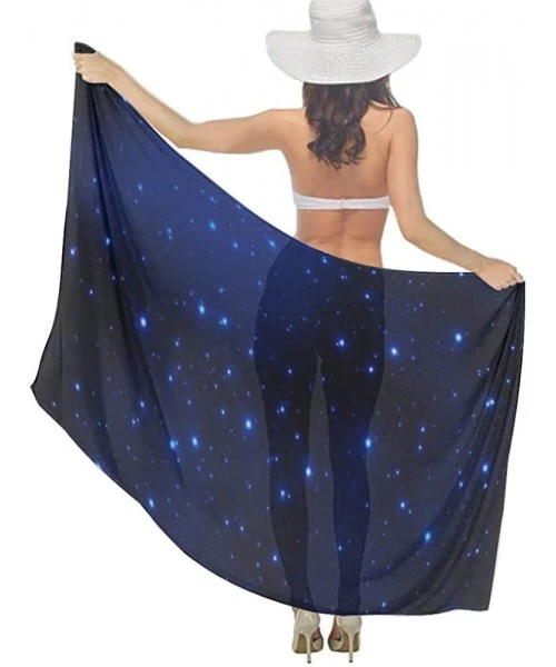 Cover-Ups Women Fashion Shawl Wrap Summer Vacation Beach Towels Swimsuit Cover Up - Starry Galaxy Space - C9190TSGMZK