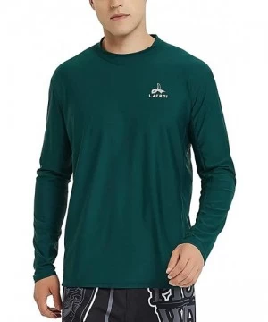 Rash Guards Men's Long Sleeve UPF 50+ Loose Fit Rash Guard - Sl Dark Green - CA18U08N9Q4