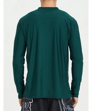 Rash Guards Men's Long Sleeve UPF 50+ Loose Fit Rash Guard - Sl Dark Green - CA18U08N9Q4