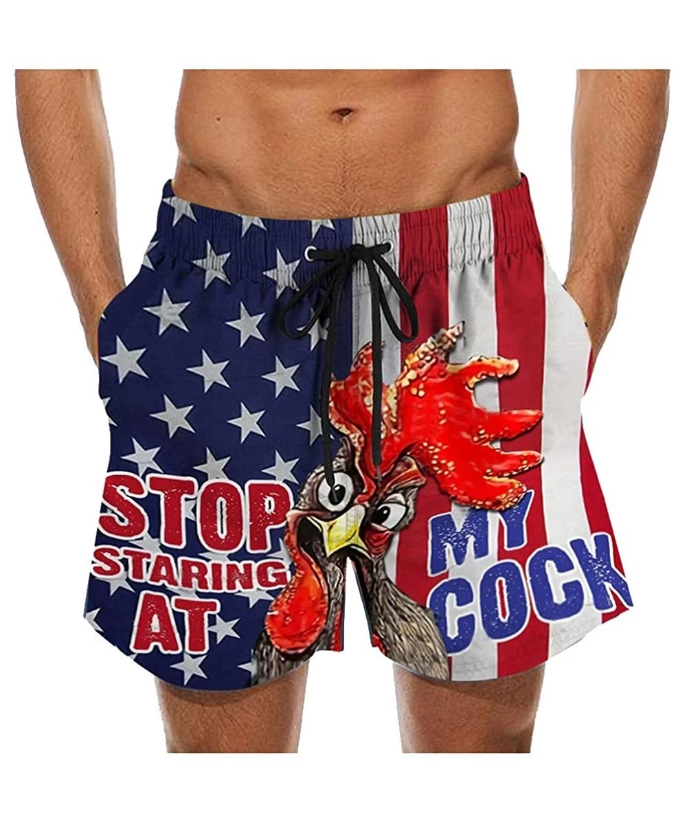 Trunks Men Boy Shorts Special Cock-Printed Beer Festival Beach Shorts Graphic Shorts Drawstring Elastic Waist Shorts - B - CO...