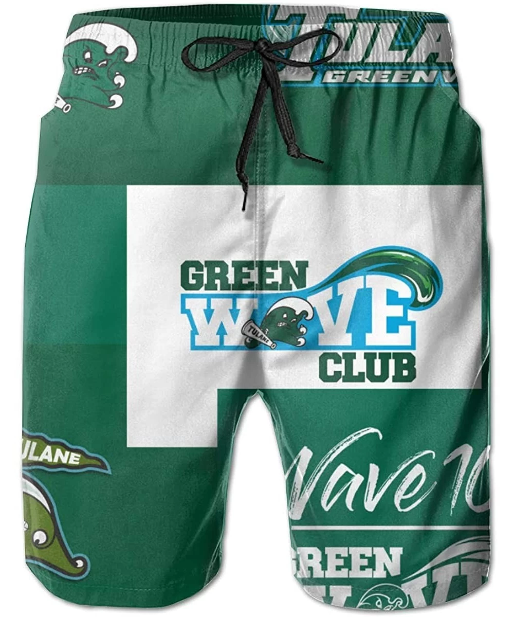 Board Shorts Men's Quick Dry Swim Shorts with Mesh Lining Swimwear Bathing Suits Beach Shorts - Tulane Green Wave-6 - CU190RS...