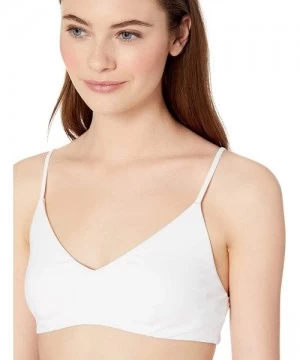 Tops Women's Junior's Simply Seamless V Neck Bikini Top - White - CX18KCSWDYR