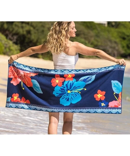 Cover-Ups Women's Microfiber Towel Swimsuit Cover-up Wrap All-in-One - Blue Floral - CC195A6ZGDD