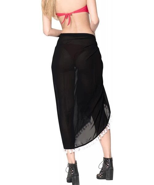 Cover-Ups Women's Swimsuit Cover Up Beach Wrap Skirt Hawaii Sarongs Full Long C - Halloween Black_b327 - C918062ASAW