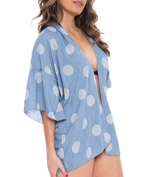 Cover-Ups Women's Leopard- Polka Dot Printed Swimsuits Bikini Swimwear - Short Kimono Style Open Cover Up Cardigan Beachwear....