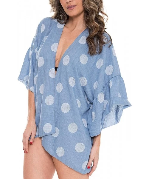 Cover-Ups Women's Leopard- Polka Dot Printed Swimsuits Bikini Swimwear - Short Kimono Style Open Cover Up Cardigan Beachwear....