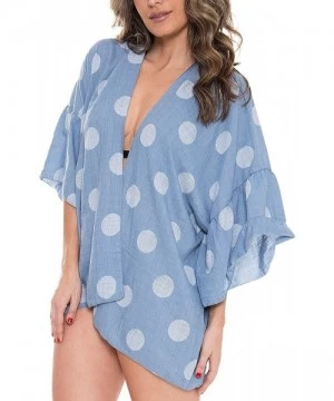 Cover-Ups Women's Leopard- Polka Dot Printed Swimsuits Bikini Swimwear - Short Kimono Style Open Cover Up Cardigan Beachwear....