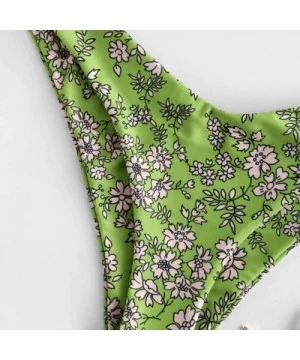 Sets Women Flower Printed High Cut Two-Piece Bikini Set Swimwear Swimsuit Beachwear - Green - CF199IGWLGG