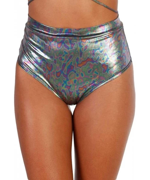 Tankinis Women's High Waisted Booty Shorts Rave Bottoms - Astro Acid - C218S6DM4E9