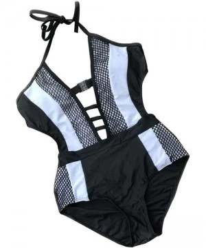 One-Pieces One-Piece Swimsuit Sexy Cutout Swimwear Lace up Bathing Suit Padded Monokini for Beach Pool Party - CH1903KIOMS