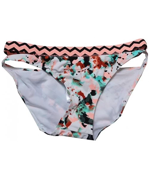 Tankinis Women's Spring Splash Printed Low-Rise Hipster Bikini Bottoms - Pink Multi - CM183NL88QO