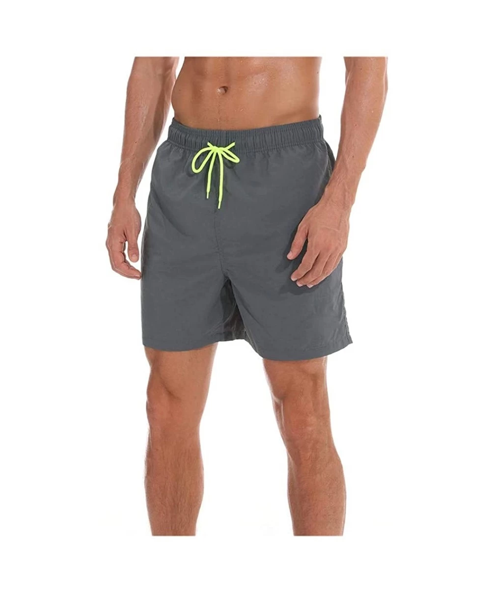 Trunks Swimming Shorts for Men-Mens Quick Dry Solid Short Swim Trunks with Mesh Lining Swimwear Bathing Suits - Gray - CW1982...