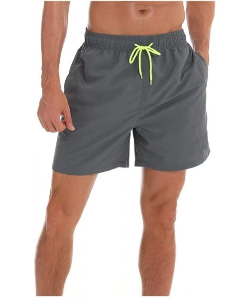 Trunks Swimming Shorts for Men-Mens Quick Dry Solid Short Swim Trunks with Mesh Lining Swimwear Bathing Suits - Gray - CW1982...