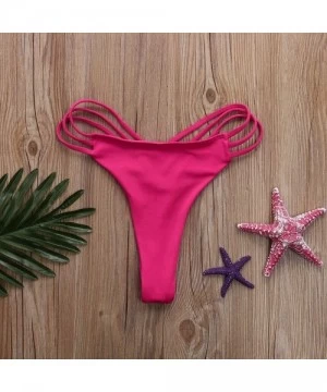 Bottoms Sexy Bikini Bottoms for Women Cut Out Swimwear Cheeky Thongs Swim Panties - Hot Pink - C4195NNKWGW