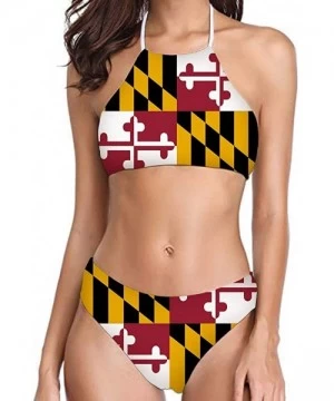 Sets Women's Push Up Two Piece Bikini Swimsuits Swimwear Bathing Suits Maryland Flag - Sling Bra Style - CL18OMITETE