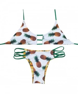 Sets Swimsuits for Women Wokasun.JJ Bikini Set Pineapple Backless Bikini Brazilian at A Reduced Price Swim Suites Whiteq - CO...