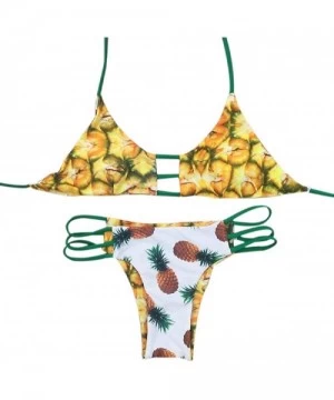 Sets Swimsuits for Women Wokasun.JJ Bikini Set Pineapple Backless Bikini Brazilian at A Reduced Price Swim Suites Whiteq - CO...