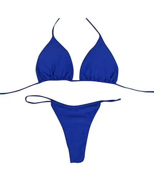 Sets Women Bandeau Bandage Bikini Set Push-Up Brazilian Swimwear Beachwear Swimsuit - Blue - CG18MDOYEWC