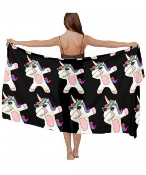 Cover-Ups Women Chiffon Scarf Sunscreen Shawl Wrap Swimsuit Cover Up Beach Sarongs - Cool Funny Dabbing Unicorn Rainbow Hair ...