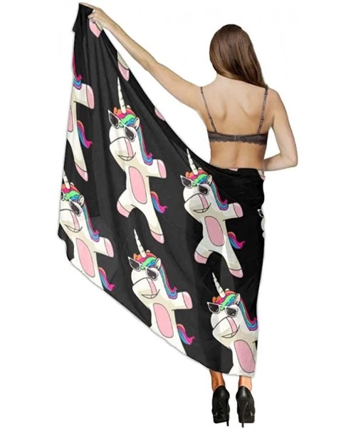 Cover-Ups Women Chiffon Scarf Sunscreen Shawl Wrap Swimsuit Cover Up Beach Sarongs - Cool Funny Dabbing Unicorn Rainbow Hair ...