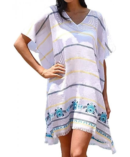 Cover-Ups Women's Summer Swimsuit Bikini Beaca Swimwear Perspective Print Tassel Women Cover Ups for Swimwear - Cover ups A b...