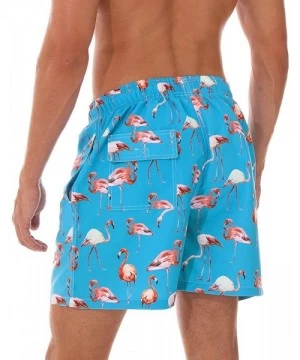 Trunks Mens Swim Trunks Quick Dry Swimming Shorts Mesh Lining Beach Shorts Bathing Suits with Pockets for Men - Blue Flamingo...