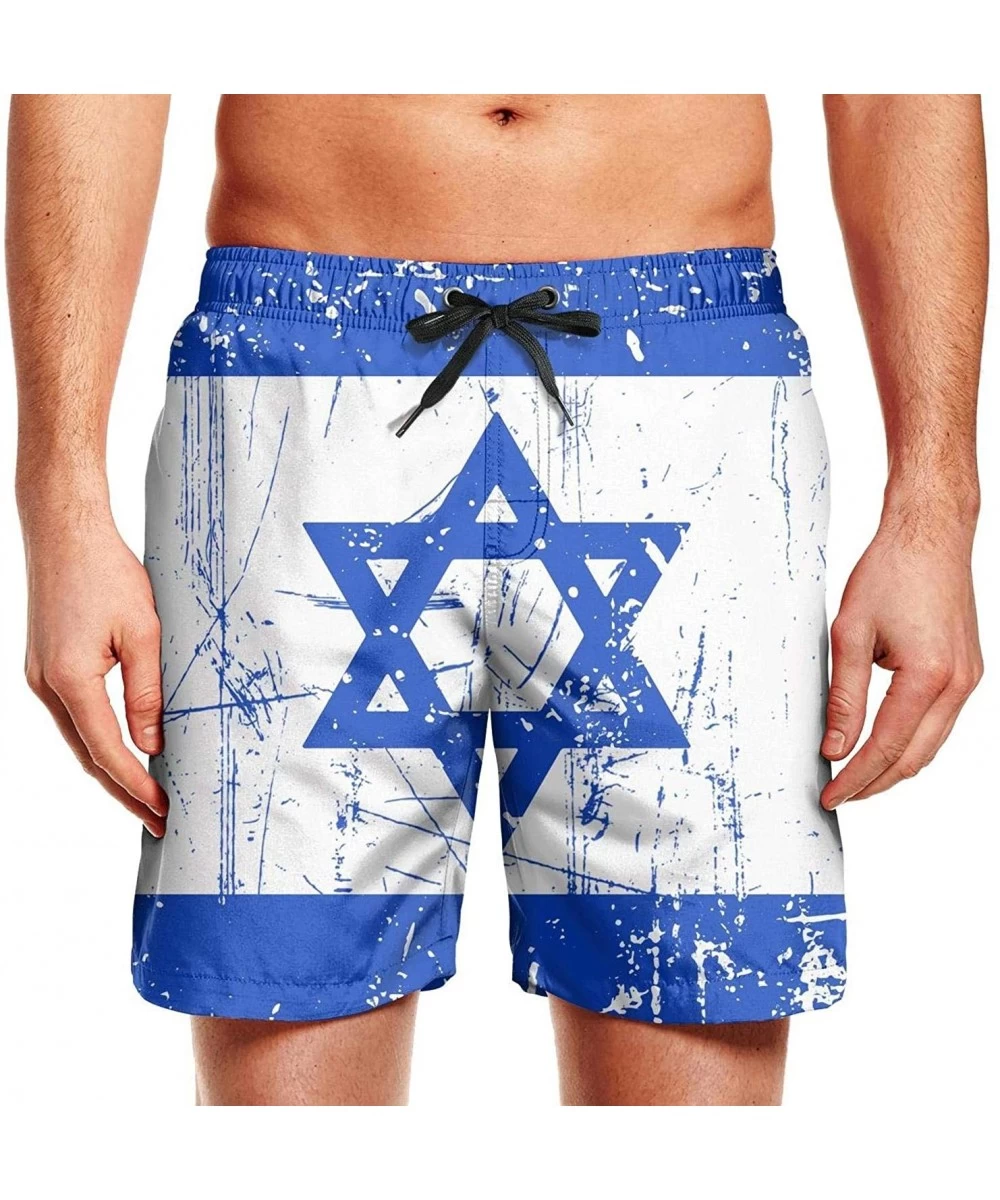 Board Shorts Mens Swim Trunks Flag of Texas State Quick Dry Printed Beach Shorts Casual - Israeli Flag - CV18TORT7NO