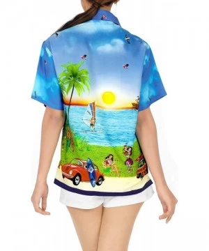 Cover-Ups Women's Hawaiian Blouse Shirt Swim Short Sleeves Loose Fit 3D Printed - Blue_x201 - CP18GYS6QHO