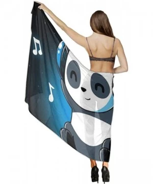 Cover-Ups Women Chiffon Scarf Shawl Wrap Sunscreen Beach Swimsuit Bikini Cover Up White and Black Panda Animal Headphones Mus...