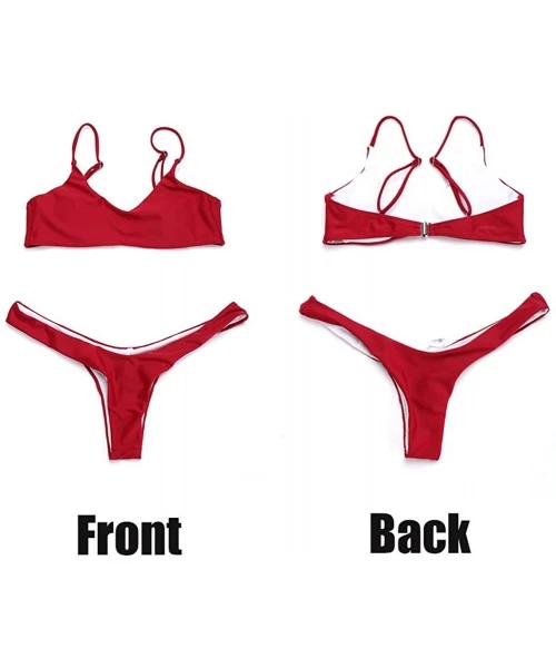 Sets Womens Push Up Bikini Padded Bar Swimwear Two Piece Bandeau Bathing Suits 2 Piece Swimsuits Beachwear - Red - CL18ED29URN