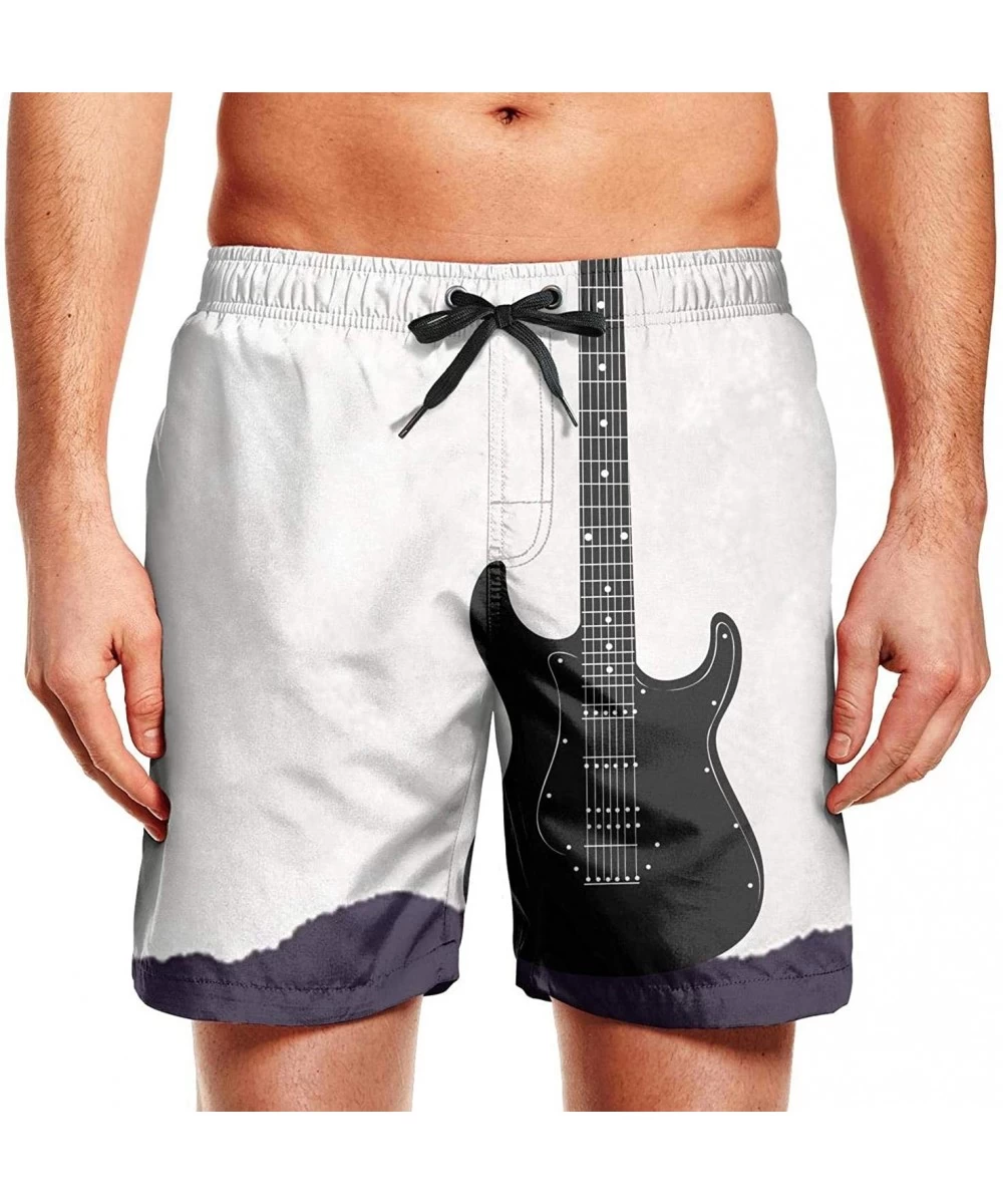 Board Shorts Men's Sportwear Quick Dry Board Shorts Grunge Urban Pattern with Monster Swim Trunks - Guitar Shadow Moon - CQ18...