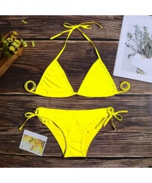 Sets Women Two Piece Push Up Tankini Sets Plus Size Beachwear Swimsuit Bikini Set - Yellow - CY199IED4AM