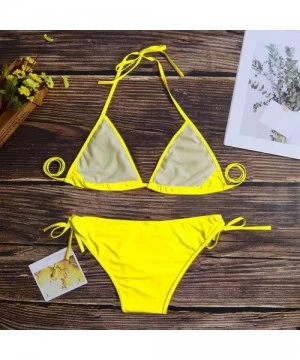 Sets Women Two Piece Push Up Tankini Sets Plus Size Beachwear Swimsuit Bikini Set - Yellow - CY199IED4AM