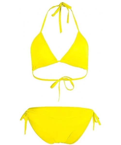 Sets Women Two Piece Push Up Tankini Sets Plus Size Beachwear Swimsuit Bikini Set - Yellow - CY199IED4AM