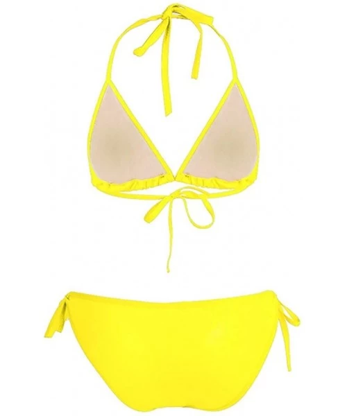 Sets Women Two Piece Push Up Tankini Sets Plus Size Beachwear Swimsuit Bikini Set - Yellow - CY199IED4AM