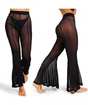 Cover-Ups Women's Sexy Perspective Sheer Mesh Pants See Through Bikini Bottom Cover up Party Clubwear Pants - Z-black - CY18T...