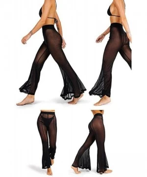 Cover-Ups Women's Sexy Perspective Sheer Mesh Pants See Through Bikini Bottom Cover up Party Clubwear Pants - Z-black - CY18T...