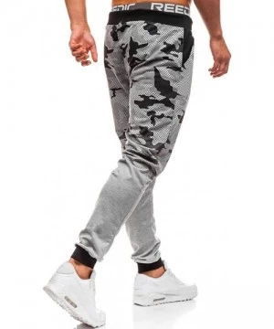 Rash Guards Mens Joggers Sports Pants Slim Fit Gym Workout Sweatpants Fashion Camouflage Print Trousers - Gray - C218A4IOXIM