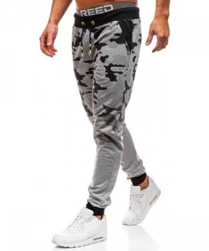 Rash Guards Mens Joggers Sports Pants Slim Fit Gym Workout Sweatpants Fashion Camouflage Print Trousers - Gray - C218A4IOXIM