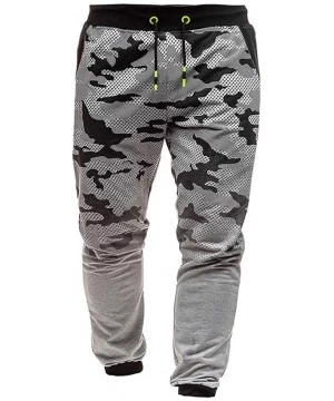 Rash Guards Mens Joggers Sports Pants Slim Fit Gym Workout Sweatpants Fashion Camouflage Print Trousers - Gray - C218A4IOXIM