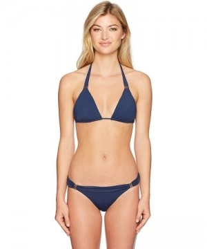 Bottoms Women's Midnight Bia Tube Brazilian Bikini Bottom - Navy - C0182Z3Q59M