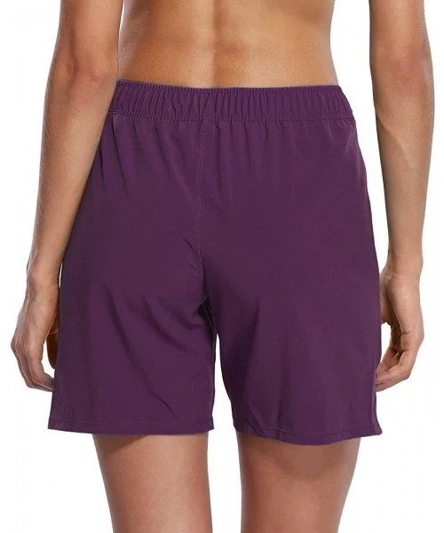 Board Shorts Women's Swim Shorts High Waisted Long Board Short Solid Skinny Swim Bottom - Purple Board Shorts - CT18GOR9LOT