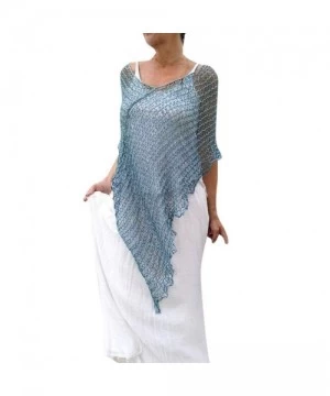 Cover-Ups Tops and Blouse for Woman Sexy Crochet Beach Cover Up Fishnet Sarong Wrap Bikini Handmade Smock Sky Blue M Sky Blue...