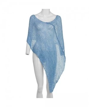 Cover-Ups Tops and Blouse for Woman Sexy Crochet Beach Cover Up Fishnet Sarong Wrap Bikini Handmade Smock Sky Blue M Sky Blue...