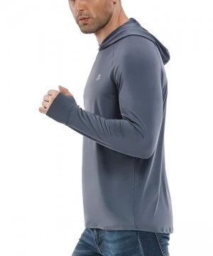 Rash Guards Men's UPF 50+ Sun Protection Hoodie Long Sleeve Fishing Hiking T-Shirt with Thumbhole - Dark Gray-hoodie - CM193N...