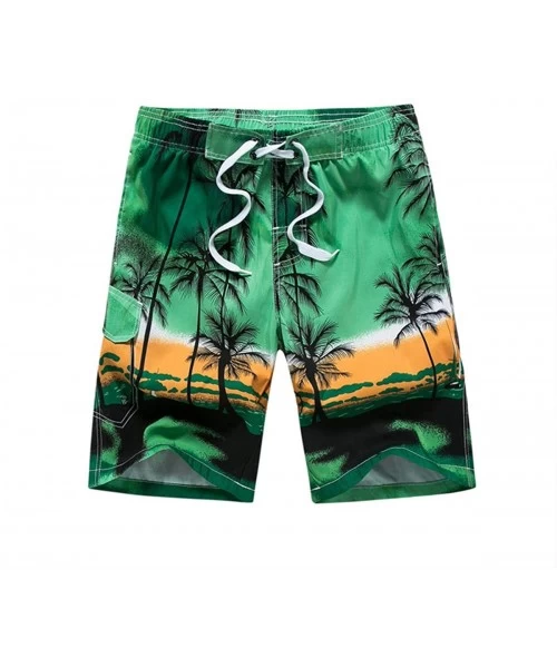 Board Shorts Men's Summer Short Swim Trunks Casual Quick Dry Boardshorts - Green - CA180LHW2CC