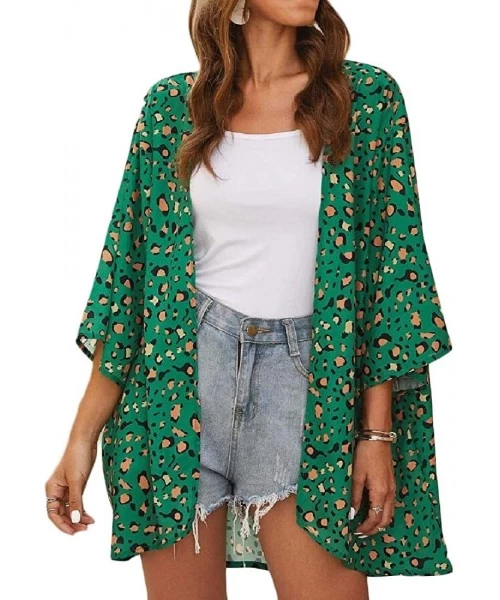 Cover-Ups Women's Chiffon Kimono Cardigans Boho Floral Beach Cover Ups Casual Loose Shirts - 4 - C419DSC02R0